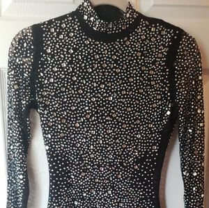 on a pedestal rhinestone mini dress